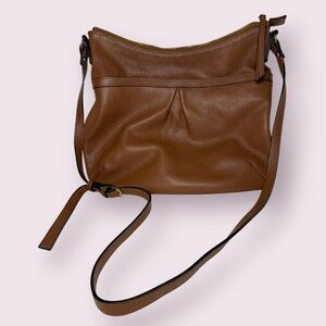 Clarks Pebbled Brown Faux Leather Large Crossbody Shoulder Purse